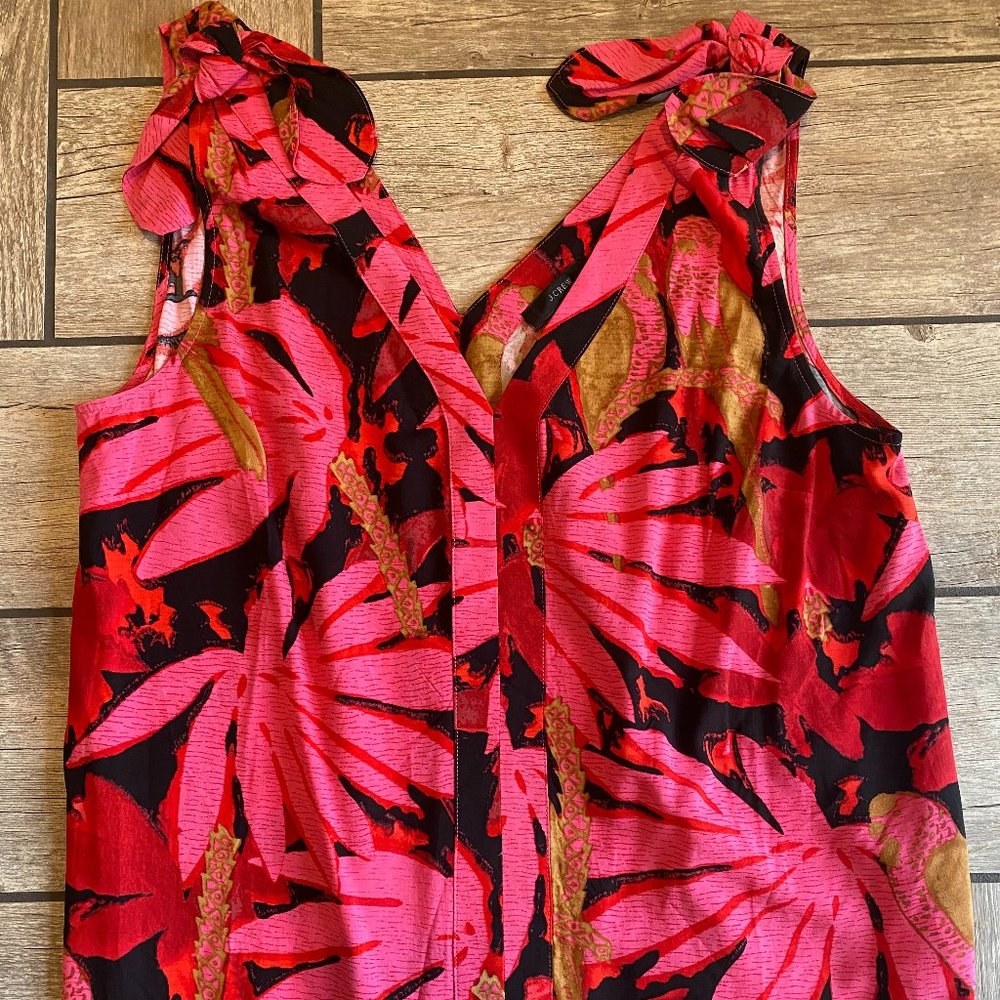 J Crew Floral Tank with bow accents- M